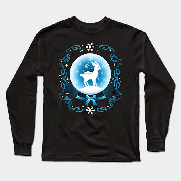 Snow Globe Deer Long Sleeve T-Shirt by Vallina84